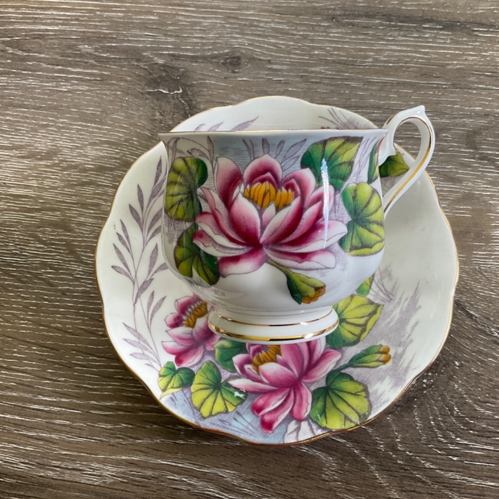 Royal Albert "Water Lily" Teacup and Saucer of the month #7 bone China